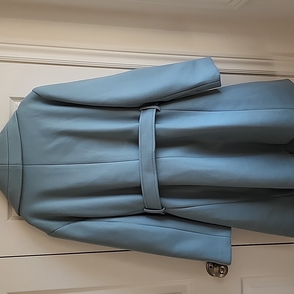 Le Chateau Light Blue Belted Wrap Coat Shawl Collar Wool Blend Sz 3XL - Picture 6 of 6